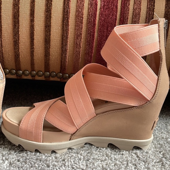 EUC Sorel Leather Joanie II Platform Wedge Sandals 7 - Picture 10 of 11